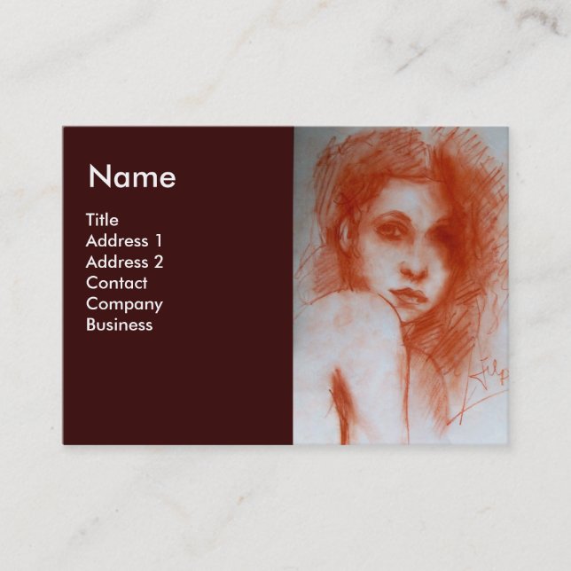 Cartão De Visita BELEZA ROMÂNTICA / Retrato feminino em Sepia Brown (Frente)