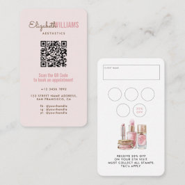 Cartão De Visita Beleza Rosa Blush Estética Código QR Lealdade e