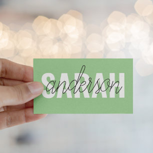 Cartão De Visita Beleza Verde Moderna Pastel Personalizada Seu Nome