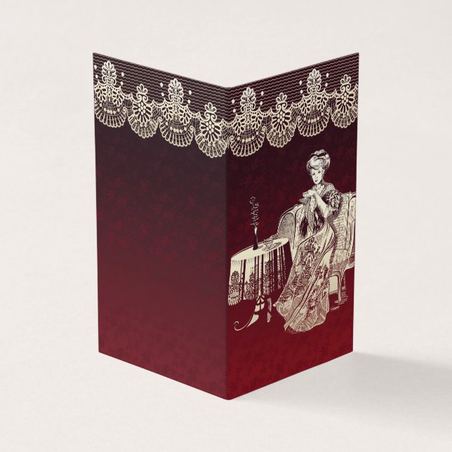 Cartão De Visita Belo chá de senhora (Exterior)