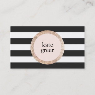Cartão De Visita Belo Dourado Sequin Black and White Striped Beauty