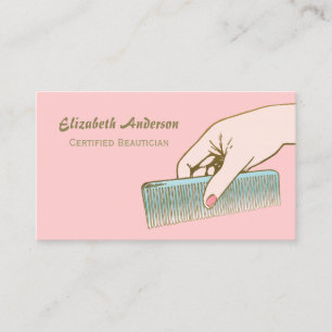 Cartão De Visita Belo e Dourado Beauticista Vintage Comb Hair Salon