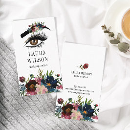 Cartão De Visita Belo Olho com Flores Brancas de Aquarela