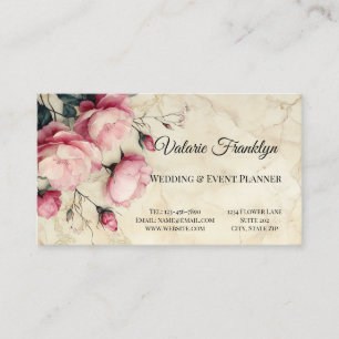 Cartão De Visita Belo Planeador de Eventos de Casamento de Rosas Ro