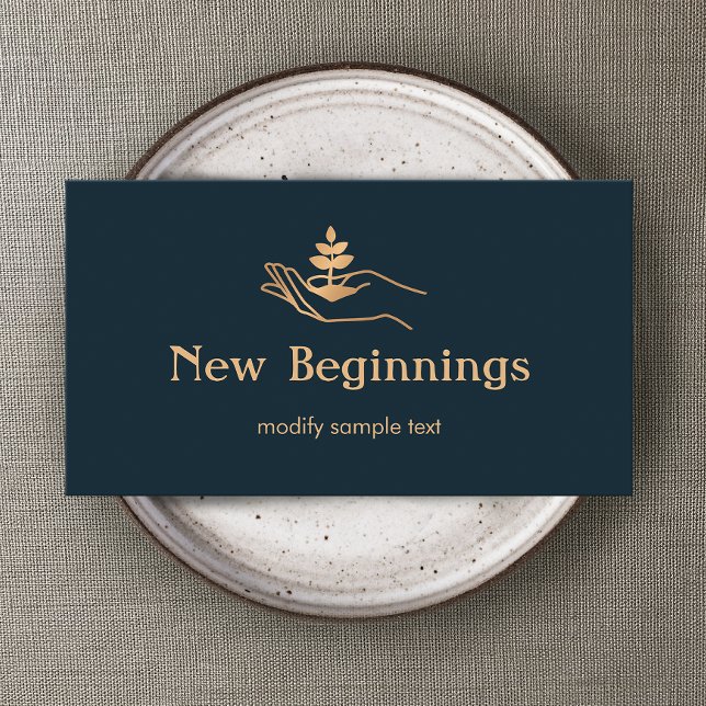 Cartão De Visita Bem-estar Conselheiro Mão Segurando Fábrica de Fol (Criador carregado)