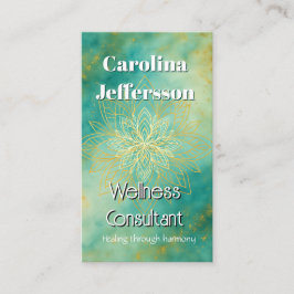 Cartão De Visita Bem-estar do consultor Zen Lotus Teal