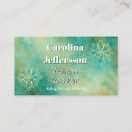 Cartão De Visita Bem-estar do consultor Zen Lotus Teal