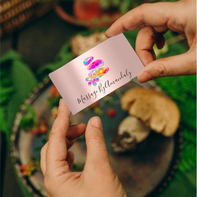 Cartão De Visita Bem-estar Spa Massage Terapêutica Reflexologia Hol (Wellness Spa Massage Therapy Reflexology Holograph Business Card)