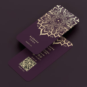 Cartão De Visita Bem-estar Treinador Luxury Purple Dourado Mandala