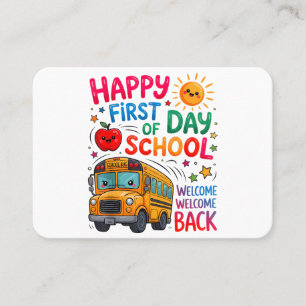 Cartão De Visita Bem-vindo de Volta à Escola Feliz Primeiro Dia Pro