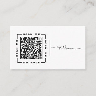 Cartão De Visita Bem-vindo   Modelo de código QR e logotipo persona