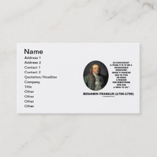 Cartão De Visita Benjamin Franklin Criatura Razoável Encontrar Razã