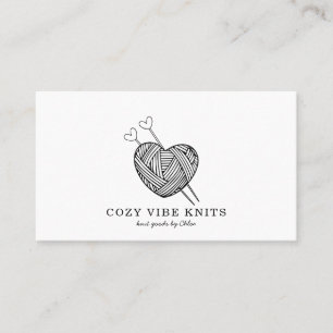 Cartão De Visita Bens de Knit feitos à mão em forma de corações bon