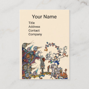 CARTÃO DE VISITA BESTIÁRIO MEDIEVAL GUERRA, CAVALEIROS,LESMA GIGANT