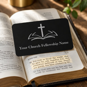 Cartão De Visita Bíblia Aberta Cruz Preta Pastor da Igreja