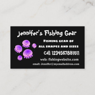 Cartão De Visita Bicicleta Kawaii, de águas-vivas roxas, cor-de-ro