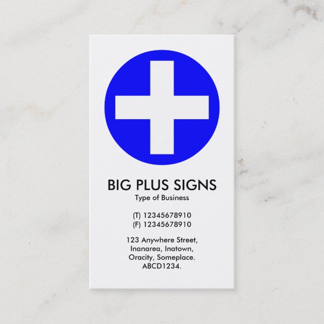 Cartão De Visita Big Plus sinaliza azul - branco (Frente)