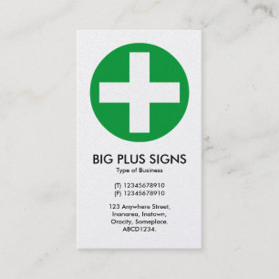 Cartão De Visita Big Plus sinaliza verde - branco (cartão Dourado)