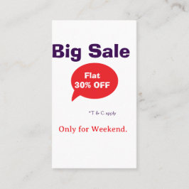 Cartão De Visita Big sale discount offer weekend company shop T&C