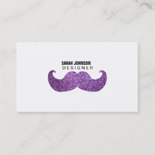 Cartão De Visita Bigode roxo de Bling (gráfico do brilho do falso)