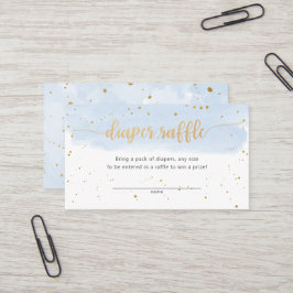 Cartão De Visita Bilhete azul e Dourado de fralda do Watercolor boy