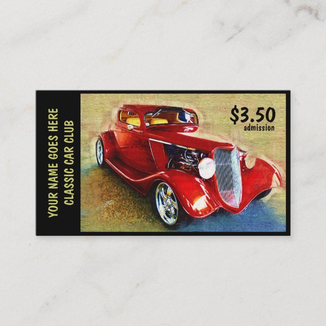 Cartão De Visita Bilhete da admissão para a feira automóvel ou o (Frente)