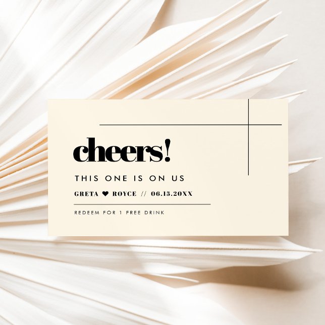 Cartão De Visita Bilhete de bebida de casamento simples, elegante e (Criador carregado)
