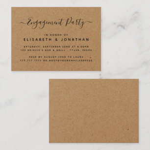 Cartão De Visita Bilhete de Festa de noivado Rustic Country Kraft