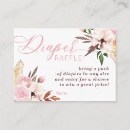 Cartão De Visita Bilhete de Fralda Boho Raffle, Watercolor Floral