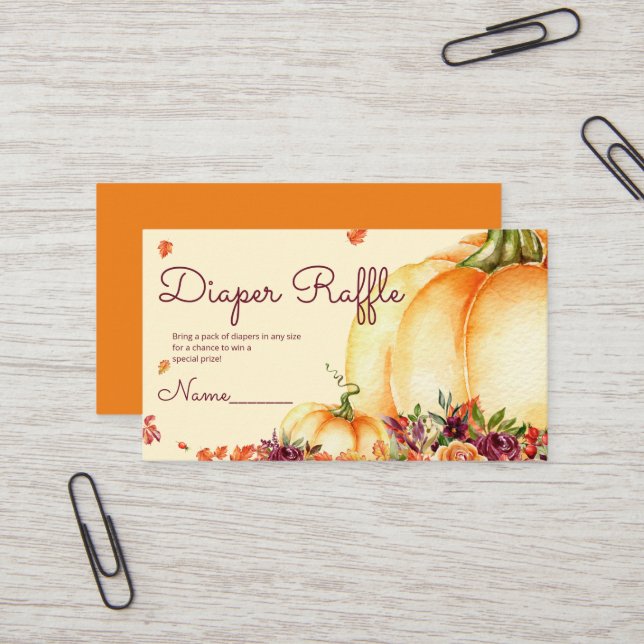 Cartão De Visita Bilhete de fralda de abóbora (Frente/Verso In Situ)