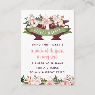 Cartão De Visita Bilhete do Raffle da fralda, chá de fraldas do tea
