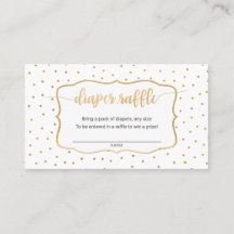 Bilhete simples de fralda de branco + dourado