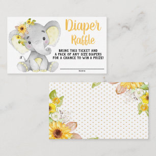 Cartão De Visita Bilhetes de rifa de fralda de menina girassol elef