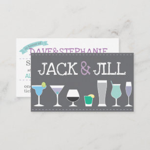 Cartão De Visita Bilhetes Jack e Jill - Bebidas Bares em Cinzas