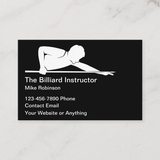 Cartão De Visita Billiards Instructor Lessons Simple Business Cards (Frente)