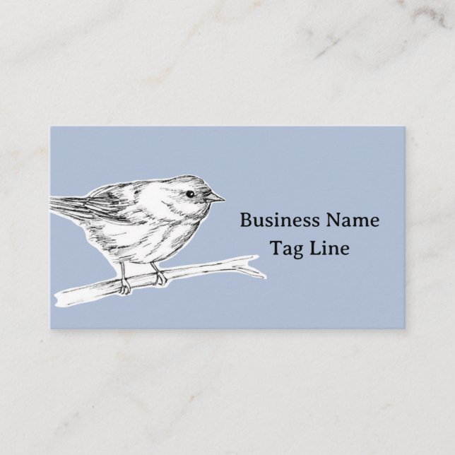 Cartão De Visita Bird Ink Drawing Blue Gray Nature Wildlife (Frente)