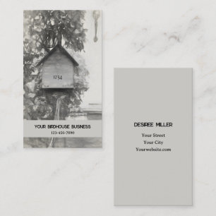 Cartão De Visita Birdhouse Vintage - Arco Russo Preto E Branco