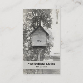 Cartão De Visita Birdhouse Vintage - Arco Russo Preto E Branco