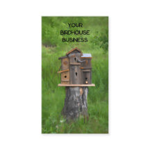 Birdhouse Watercolor Green Rustic Art Country