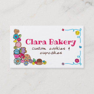 Cartão De Visita Biscoitos de rabo cupcakes flores doces de padaria