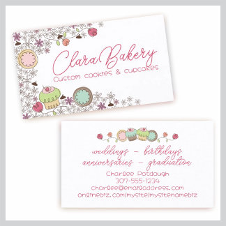 Cartão De Visita Biscoitos de rabo cupcakes flores doces de padaria