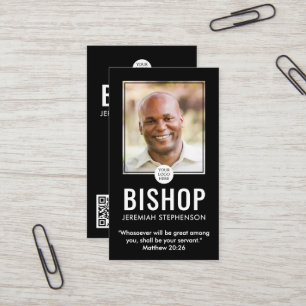 Cartão De Visita Bispo da Igreja Logotipo Religioso Moderno Preto F