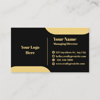 Cartão De Visita Black and Gold Modern Executive Business Card Temp