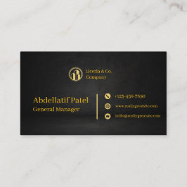 Cartão De Visita black and gold modern manager business card