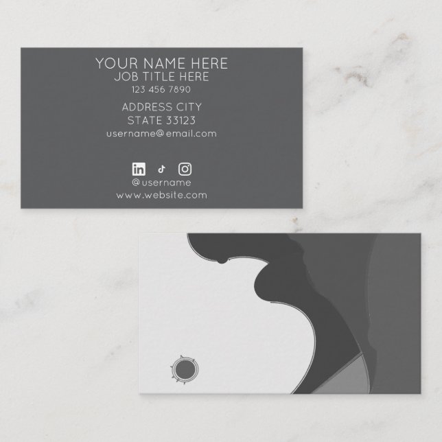 Cartão De Visita Black and White Business Card (Frente/Verso)