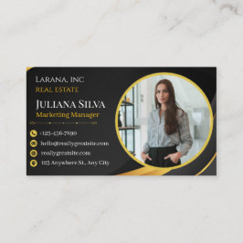 Cartão De Visita black and yellow modern manager business card