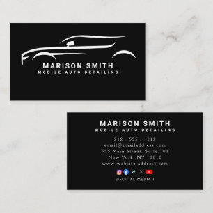 Cartão De Visita Black Auto Detailing, Logotipo de Reparação Automo