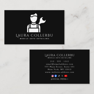 Cartão De Visita Black Auto Detailing, Logotipo de Reparação Automo