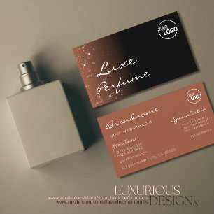 Cartão De Visita Black Beige Brown Sparkle Stars com logotipo