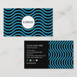 Cartão De Visita Black Bondi Blue Wave Design Business Card